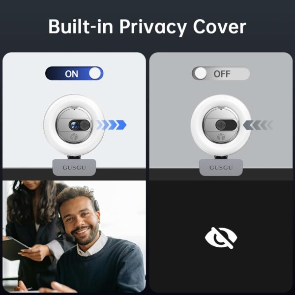 61GZt3yIkmL._AC_SL1500_ GUSGU G910 2K Quad HD Webcam Review with Microphone, Light, and Privacy Cover