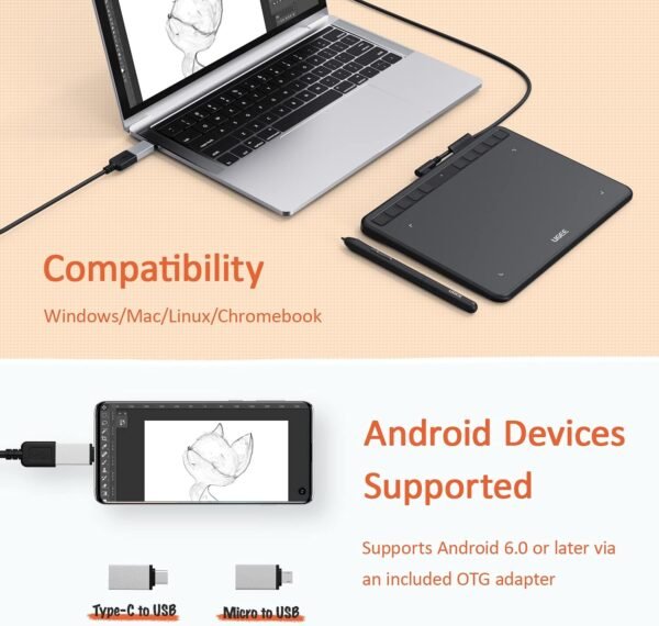 713YpJLzWL._AC_SL1500_ UGEE S640 graphics drawing tablet review compact design with battery-free pen