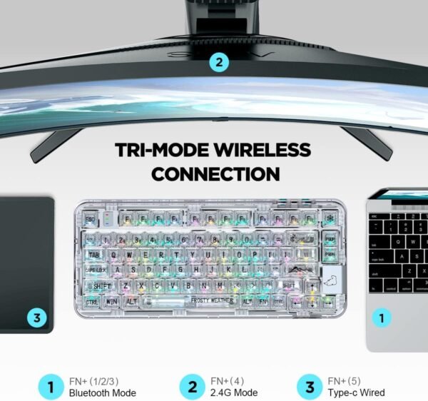 CoolKiller CK75 Transparent Mechanical Keyboard review rechargeable wireless gaming keyboard with RGB backlit